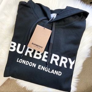 BURBERRY LOGO COTTON JERSEY SWEATSHIRT HOODIE